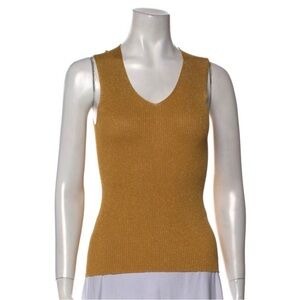 MaxMara Gold V-Neck Knit Tank Top